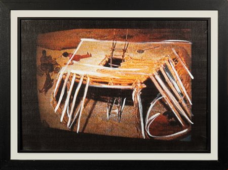 Mario Schifano (Homs, 1934 - Roma, 1998) 
Senza titolo (Viaggio nel tempo) 1990/97
Acrilico su tela preparata al computer 70x100 cm