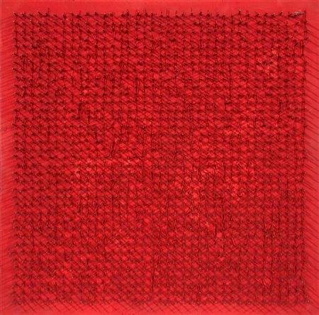 Bernard Aubertin (Fontenay-aux-Roses, 1934 - Reutlingen, 2015) 
Tableau clous 1971
Chiodi su tavola 40x40 cm