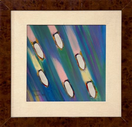 Renato Mambor (Roma, 1936 - Roma, 2014) 
Navigare 1990
Tempera su cartoncino 30x30 cm