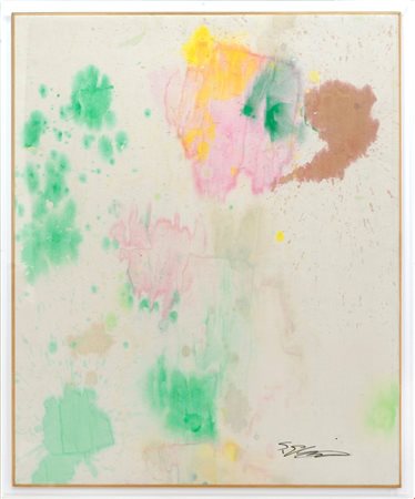 Shozo Shimamoto  
Opera di ghiaccio 2004
Lastre di acquerelli ghiacciati su tela 100x90 cm