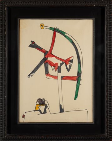 Gianni Dova  
Composizione 1961
Tecnica mista su cartoncino applicato su tela 69x49 cm