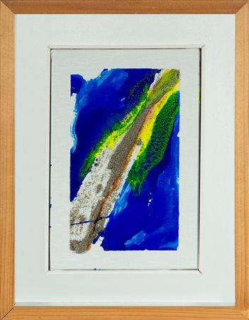 Mario Schifano (Homs, 1934 - Roma, 1998) Senza titolo 1990-1995Smalto e sabbia su tela 30x20
