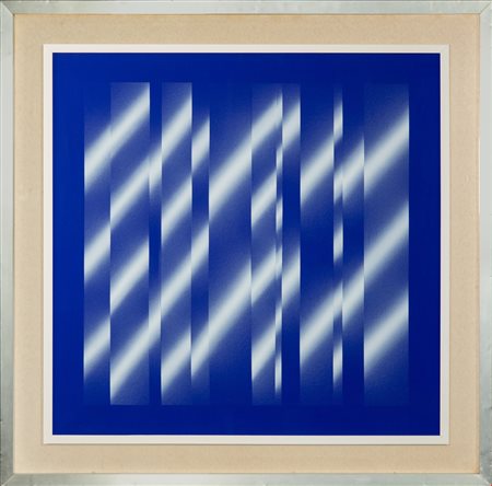 Ennio Finzi (Venezia, 1931 - Mestre, 2024) 
Cromostruttura-blu: bianco 1974
Acrilico su tela 65x65
