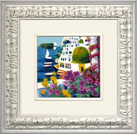 Athos Faccincani (Peschiera del Garda, 1951 - ) 
Positano e pensieri di luce Anni 2000
Olio su tela 30x30 cm