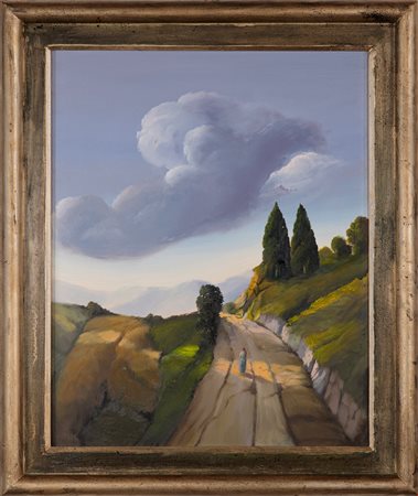 Ubaldo  Bartolini  
Ai due cipressi 1999
Olio su tavola 50x40 cm
