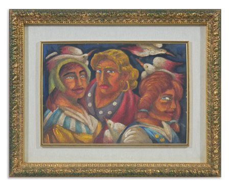 SGUANCI ROBERTO (n. 1948) - DONNA E COLOMBI .