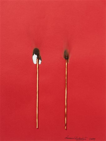 AUBERTIN BERNARD (1934 - 2015) - DESSIN DE FEU PAPEL ROUGE .