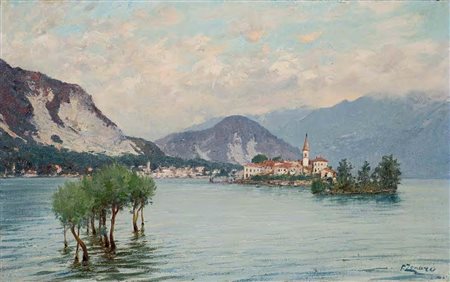 Fausto Zonaro Masi 1854 – San Remo 1929 L’ISOLA BELLA SUL LAGO MAGGIORE olio...