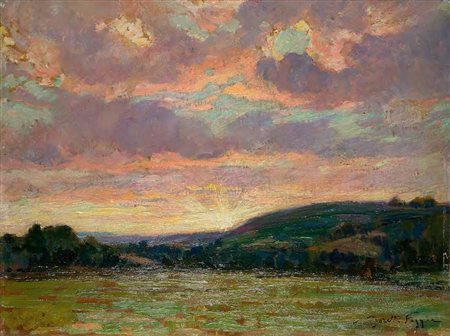 Mario Moretti Foggia Mantova 1882 – Pecetto di Macugnaga 1954 TRAMONTO olio...