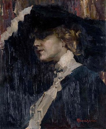 Giuseppe Amisani Mede Lomellina 1881 – Portoﬁ no 1941 RITRATTO DI DONNA CON...