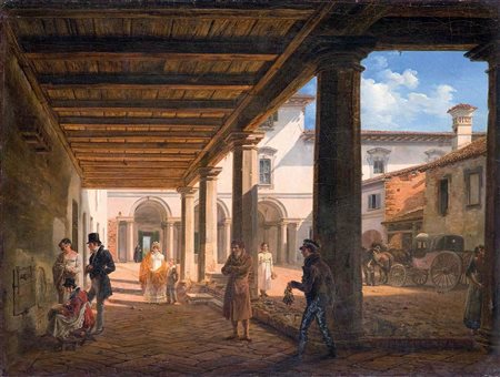 Giovanni Migliara Alessandria 1785 – Milano 1837 CORTILE DI CASA MILESI AD...