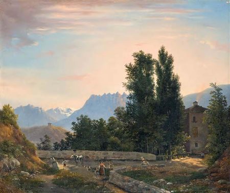 Pietro Marzorati Milano 1839 – 1895 VEDUTA DEL RESEGONE olio su tela, cm...