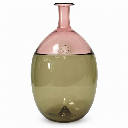 Tapio Wirkkala per Venini - Vaso/Bottiglia modello "Bolle" giallo pagliesco e viola,  