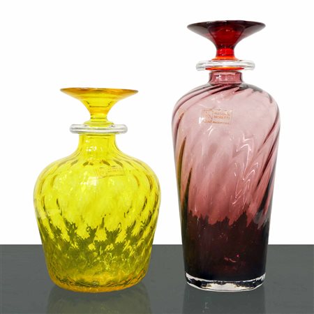 NasonMoretti Murano - Coppia di bottiglie/decanter con tappo in vetro di Murano