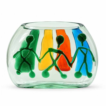 Fulvio Bianconi (1915 - 1996)  - Vaso in vetro di Murano con inserti in vetro policromo