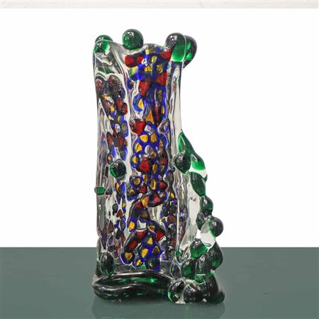 Vaso in vetro di Murano millegocce policromo in vetro sommerso