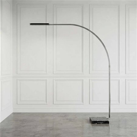 Bruno Gecchelin  per Skipper - Lampada da terra Gesto con base in marmo e arco cromato
