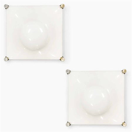 Martinelli Luce (Lucca 1950)  - Coppia di lampade da soffitto Space Age Bolla grande