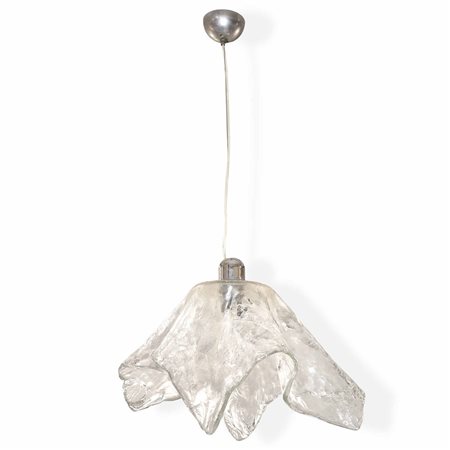 A. V.  Mazzega (Murano dal 1946)  - Lampada a sospensione "Fazzoletto" in vetro di Murano, 1950s
