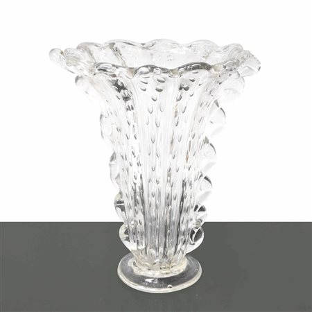 Barovier e Toso - Vaso in vetro di Murano bullicante a ventaglio