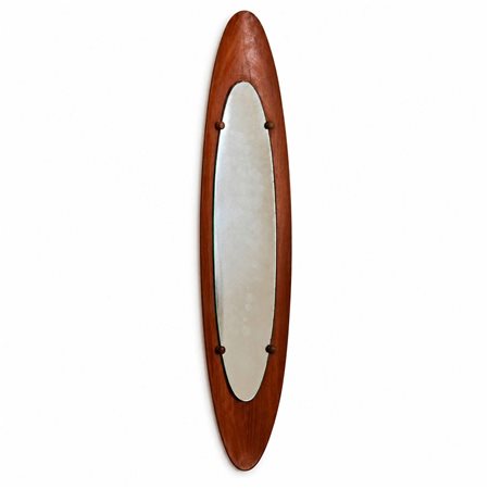 Franco  Campo - Carlo Graffi - Specchiera ovale in teak, 1960s