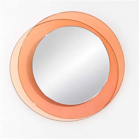 Cristal Art - Specchio da parete rotondo su base rosa