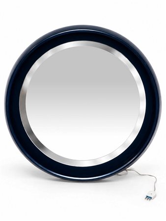 Specchio da parete blu space age con retro illuminazione