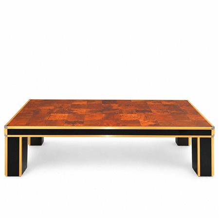 Willy Rizzo  per Mario Sabot - Coffee table in radica di noce, 70s