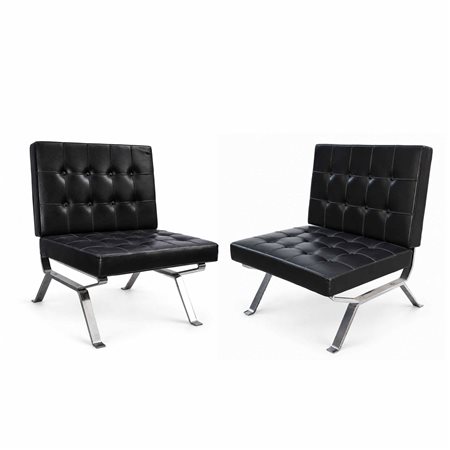 Mim Design - Coppia di poltrone modello Barcellona in pelle nera
