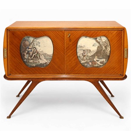 Vittorio Dassi (1923 - 1973)  - Mobile bar/sideboard anni '50 con intarsi in ottone, 1950s