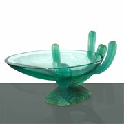 Joseph Hilton McConnico per Daum France - Arizona Bowl in vetro verde con decoro con cactus
