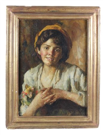 Rinaldo Agazzi "Sorrisi" 
olio su tela (cm 58x43)
firmato in basso a destra
in c
