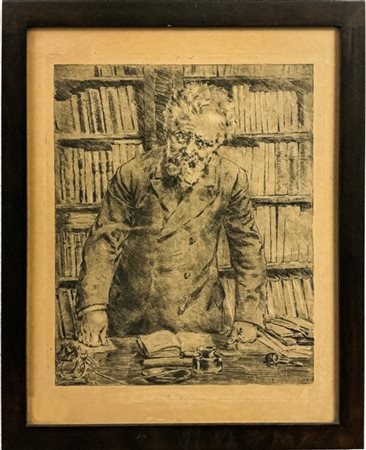 Luigi Conconi "Giosuè Carducci" 
acquaforte monotipata (cm 54x45)
firmato e nume