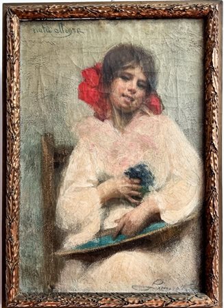 Egisto Lancerotto "Nata allegra" 
olio su tela (cm 88x60)
firmato in basso a des