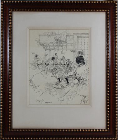 Riccardo Pellegrini "Nella locanda" 
china e matita su carta (cm 38x30)
firmato