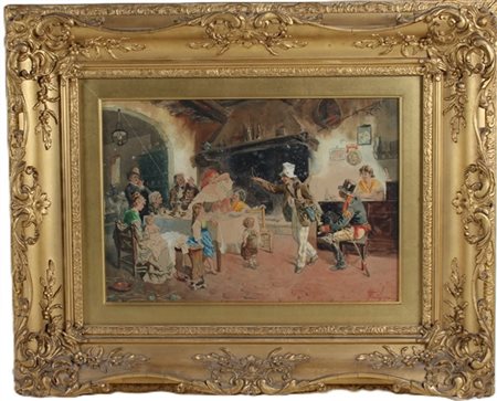 Giacomo Mantegazza "L’amuseur publique" 
acquerello su carta (cm 23x32)
firmato