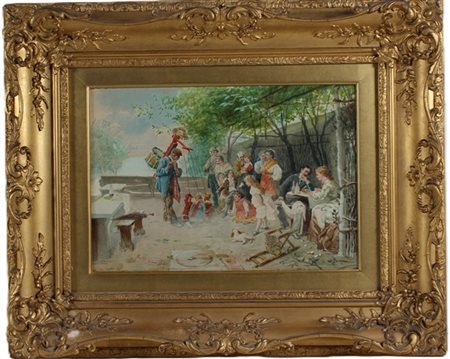 Giacomo Mantegazza "Il teatro delle marionette" Milano
acquerello su carta (cm 2