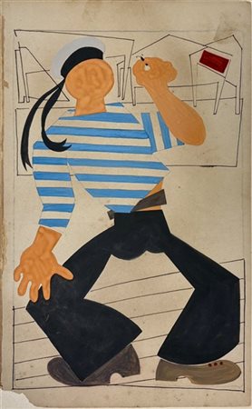Vladimir Lebedev (Attribuito)

"Marinaio con l'amo" 
tecnica mista su carta (cm