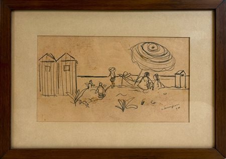 Cesare Breveglieri "Estate all'Isola d'Elba" 1946
carboncino su carta (cm 16x27,