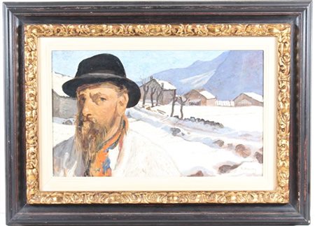 Vittorio Buora "Ritratto del pittore Matteo Oliviero" 
olio su cartone (cm 28,5x