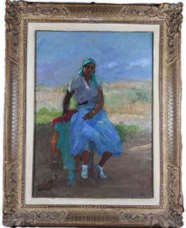Luigi Brignoli "Nell'azzurro" 
olio su compensato (cm 70x50)
firmato in basso a