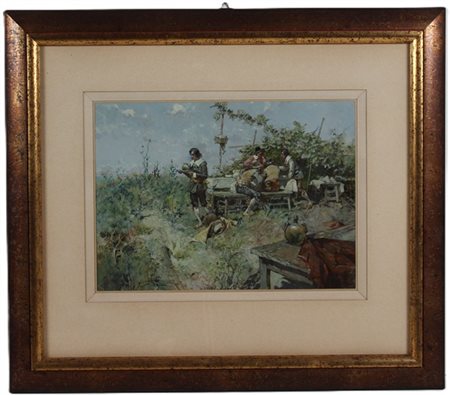Riccardo Pellegrini "Il riposo dei soldati" 1903
olio su cartone telato (cm 20x2