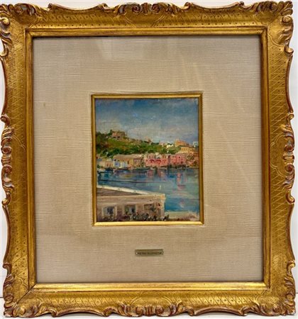 Pietro Scoppetta "Litorale" 
olio su cartone (cm 17,5x15)
firmato in basso a des