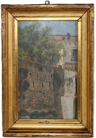 ANGELO TORCHI "Scorcio toscano" 
olio su tavola (cm 32x19)
firmato in basso a de