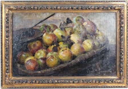 Adolfo Feragutti Visconti "Composizione con mele" 
olio su tela (cm 38x60)
firma
