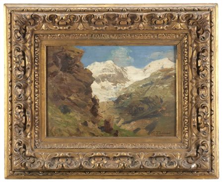 Cesare Tallone "Macugnaga, Veduta del Monte Rosa" 
olio su tavola (cm 36x50)
fir
