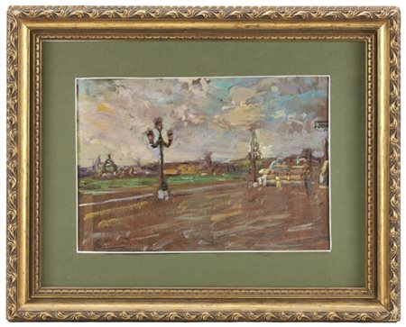 Enrico Reycend "Venezia" 
olio su compensato (cm 21,5x31)
firmato in basso a sin