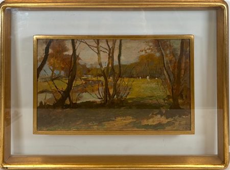 Francesco Gioli "Fiume Morto - San Rossore (Pisa)" 1884
olio su tela (cm 23x38)