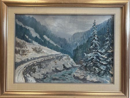 Giovanni Molteni "In Valfurva" 
olio su compensato (cm 30x44)
firmato in basso a