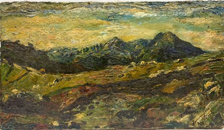 Ermenegildo Agazzi "Valcava" 1918
olio su cartone applicato a tela (cm 40x71,5)